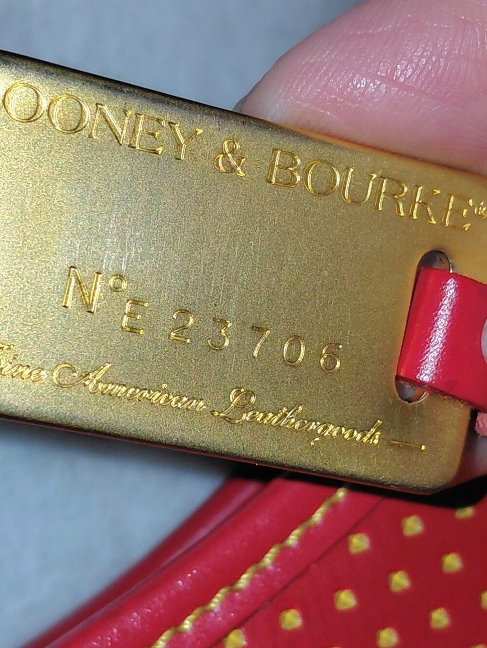 Dooney & Bourke Red/Gold Vintage Cabrio Perforated Shoulder Bag  Like New - Picture 7 of 8